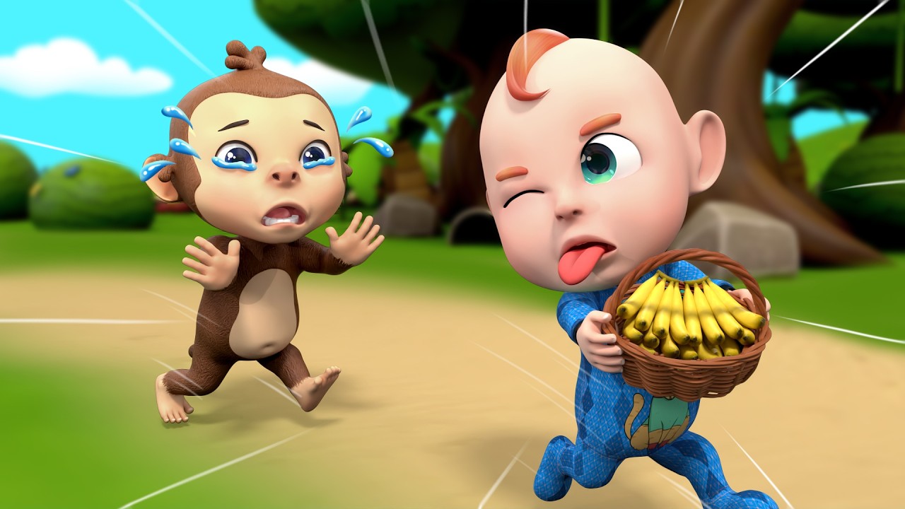 Rob Won’t Share Bananas with Monkey 😱🍌 | Sharing Song | Rosoo Nursery Rhymes & Kids Songs
