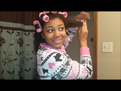 Night Time Hair Routine for Straight Hair | Roller Wrap & Feathered Hair Video