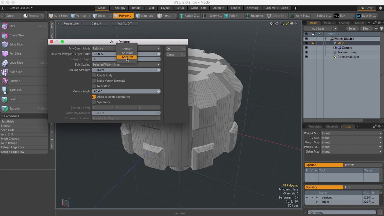 MODO 11 Automatic Retopology | Adaptive Poly Count