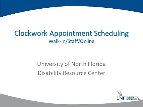 UNF DRC Appointment Scheduling in Clockwork Portal