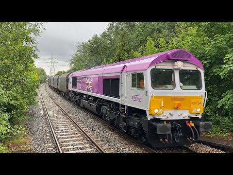 GBRf 66734 ‘Platinum Jubilee’ Working in & out of Dee Marsh Junction at Hawarden Bridge 6th May 2022