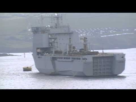 RFA Mounts Bay L3008 Videoed From Brittany Ferries Pont Aven Plymouth, England 22nd April 2011