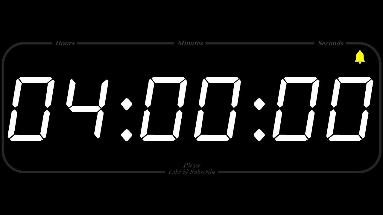 4 Hour - TIMER & ALARM - 1080p - COUNTDOWN