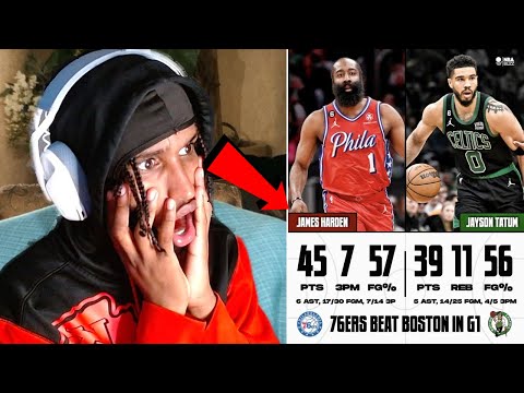 JAMES HARDEN*BIGGEST HATER* REACTS TO Final 2:46 WILD ENDING #3 76ERS vs #2 CELTICS - Game 1!#viral
