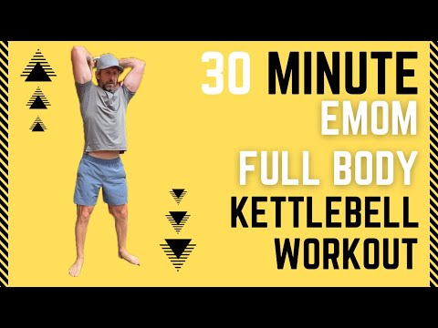 Workout #115: 30 min EMOM. Vacation workout with a heavier bell. Low intensity but great pump