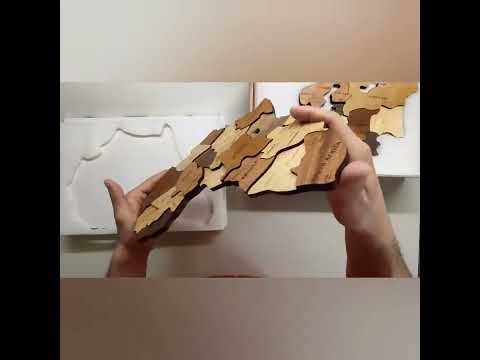Creawoo Mappa del Mondo 3D in Legno, Bello e dettagliato mappamondo 3D in legno multistrato ideale p