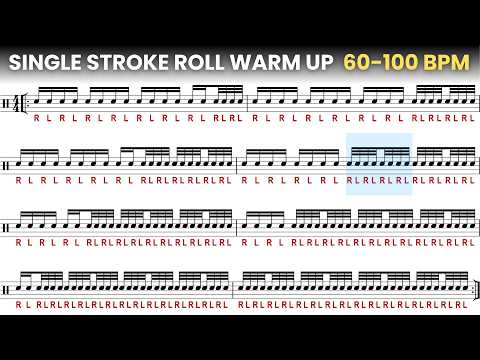 Single Stroke Roll Snare Drum Warm Up | 60-100 BPM