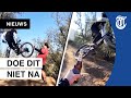 Sensationele stunt mountainbiker gefilmd