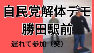 自民党解体反対デモ遅れて参加