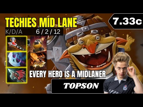PATCH 7.33c - TOPSON GOD Techies Mid Lane Gameplay - Dota 2 Full Match Gameplay