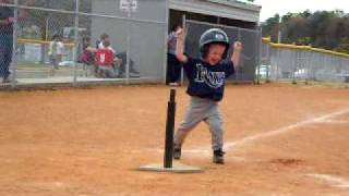 Funny kids 3 year old baseball slide to home w/ celebration