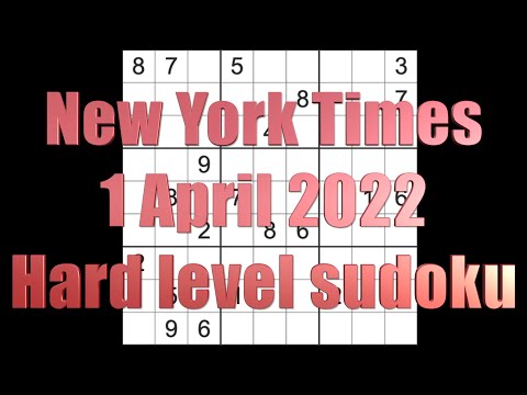 Sudoku solution – New York Times sudoku 1 April 2022 Hard level
