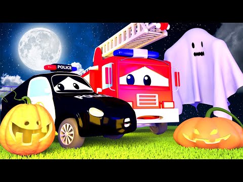 Halloween ! Het spook dat de kleine autos in autostad laat schrikken 🚓 Auto patrouille Nederlands