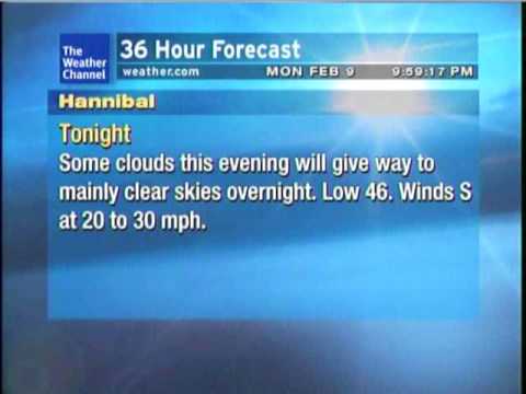 Hannibal, MO WeatherStar XL Feb 9 2009