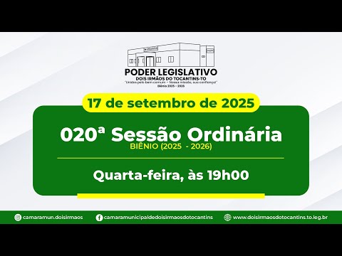 020ª Sessão Ordinária - Câmara Municipal de Dois Irmãos do Tocantins | 17/09/2025