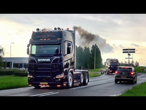 Truckshow Nederhemert 2024 with Scania V8, L6, DAF & Volvo open pipes sound