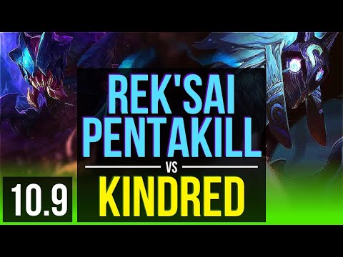 REK'SAI vs KINDRED (JUNGLE) | Pentakill, KDA 10/1/9, 73% winrate, Legendary | KR Master | v10.9