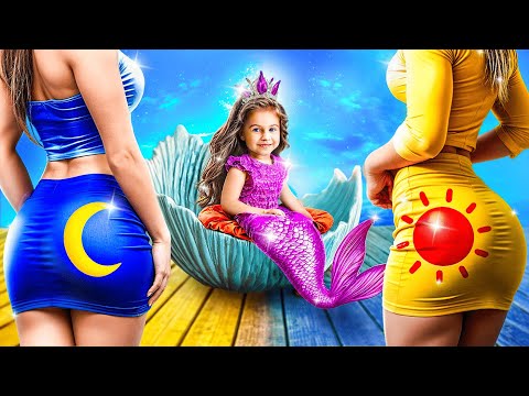 Day Girl vs Night Girl! One Color Challenge! How to Become a Mermaid!