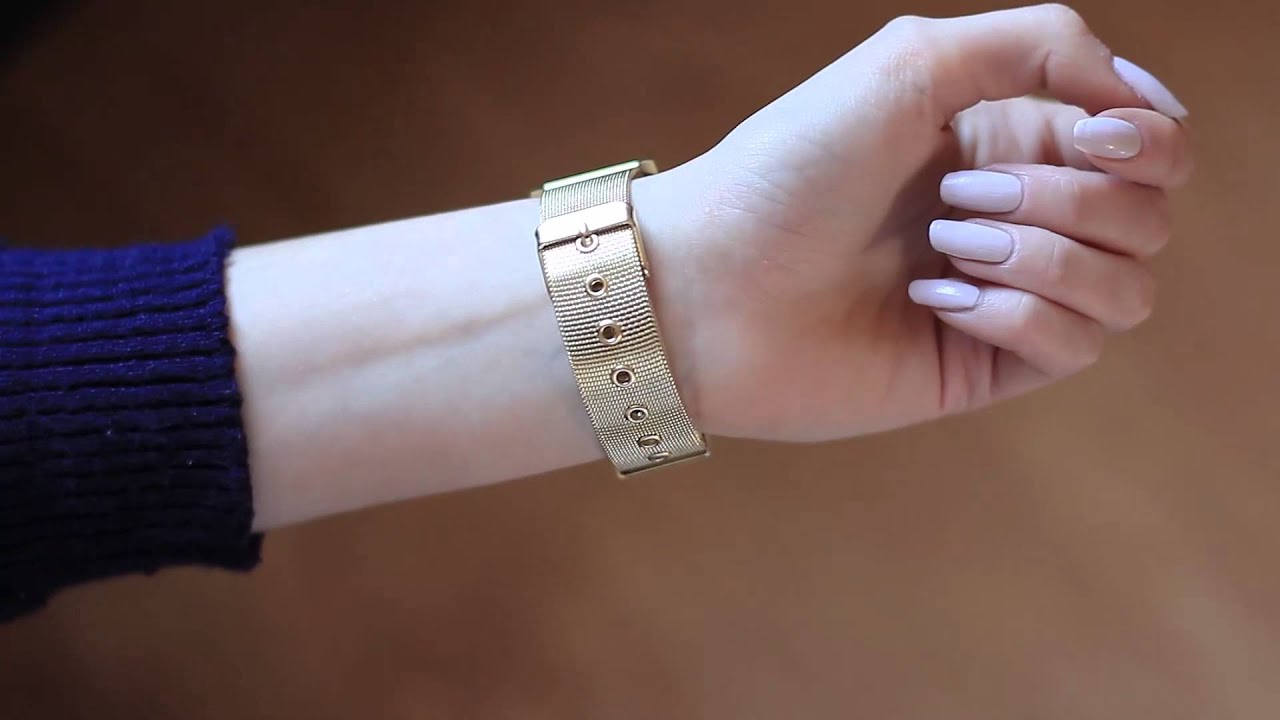 OTIEN - Zegarek złoty czarna tarcza kropka na prezent dla kobiety