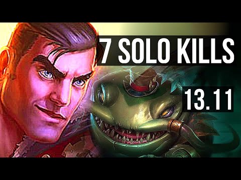 JAYCE vs TAHM KENCH (TOP) | 7 solo kills, 66% winrate | KR Diamond | 13.11