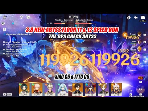 3.8 New Abyss Floor 11 & 12 | Xiao C6 & Itto C6 Speed Run - Double Bathysmal Vishap DPS Check