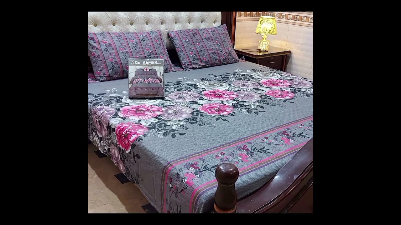 GulAhmed Cotton Bedsheets Cotton Salonica Gaurnteed💯 Full Print3pc Price/1399 With Picture & Packing