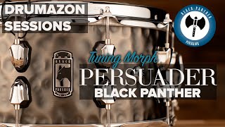 Video thumbnail for Mapex Black Panther Persuader 14 x 6.5 Hammered Brass Snare Drum. Drumazon Tuning Morph Video by Drumazon Drum Store