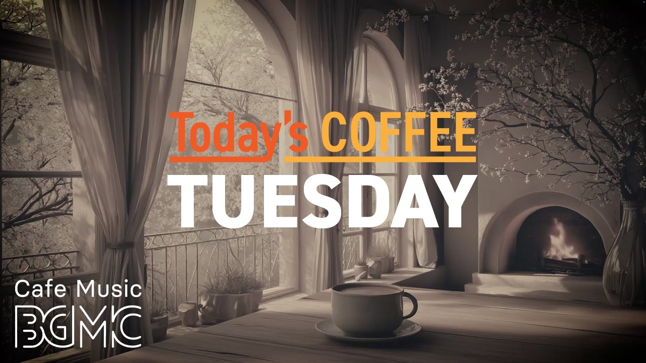 TUESDAY COFFEE: Warm Fireplace Cafe ☕ Relaxing Jazz Piano & Bossa Nova for Focus