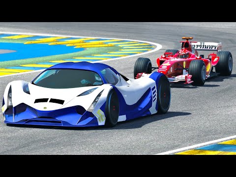 Devel Sixteen 2019 vs Ferrari F1 2004 at Le Mans 24h Circuit