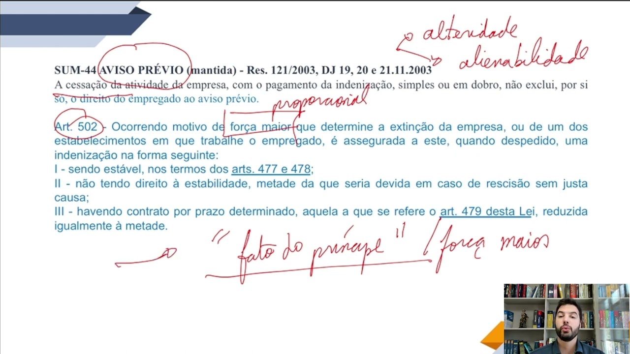 Súmula 44 TST - aviso prévio e alteridade (alienabilidade)