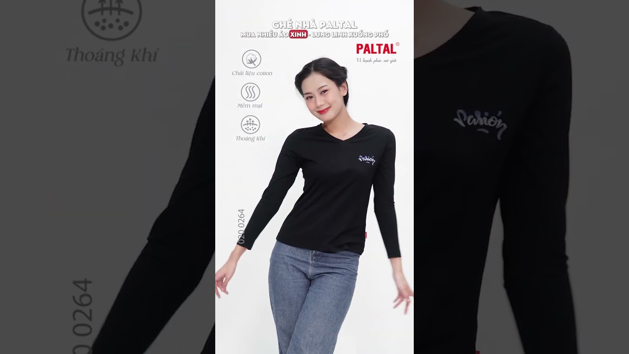 Áo thun nữ tay dài Cổ Tim chất cotton siêu mát 020p 0264