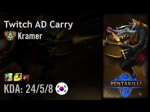 Twitch AD Carry vs Tristana - Kramer - KR Challenger Patch 6.11