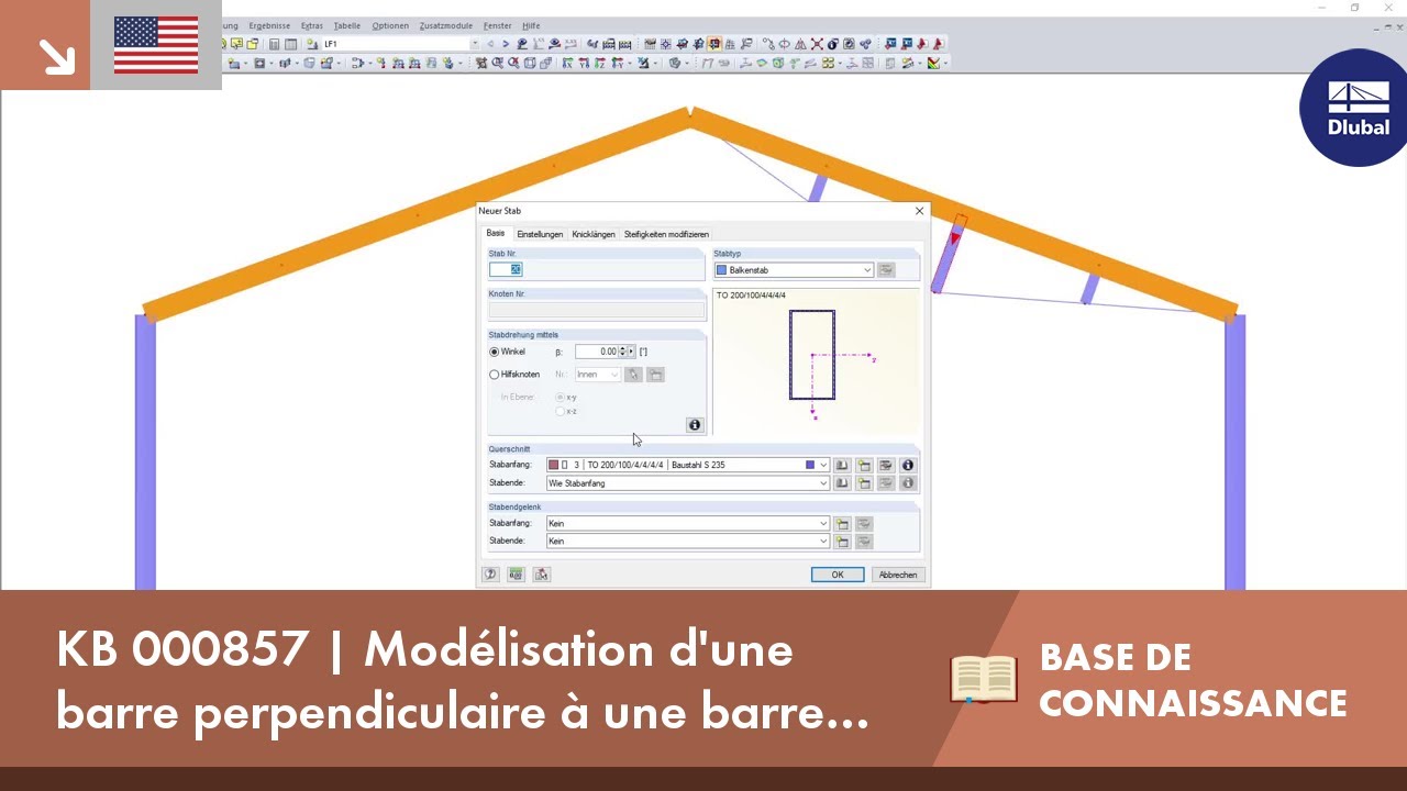 KB 000857 | Modélisation d'une barre perpendiculaire à une barre existante