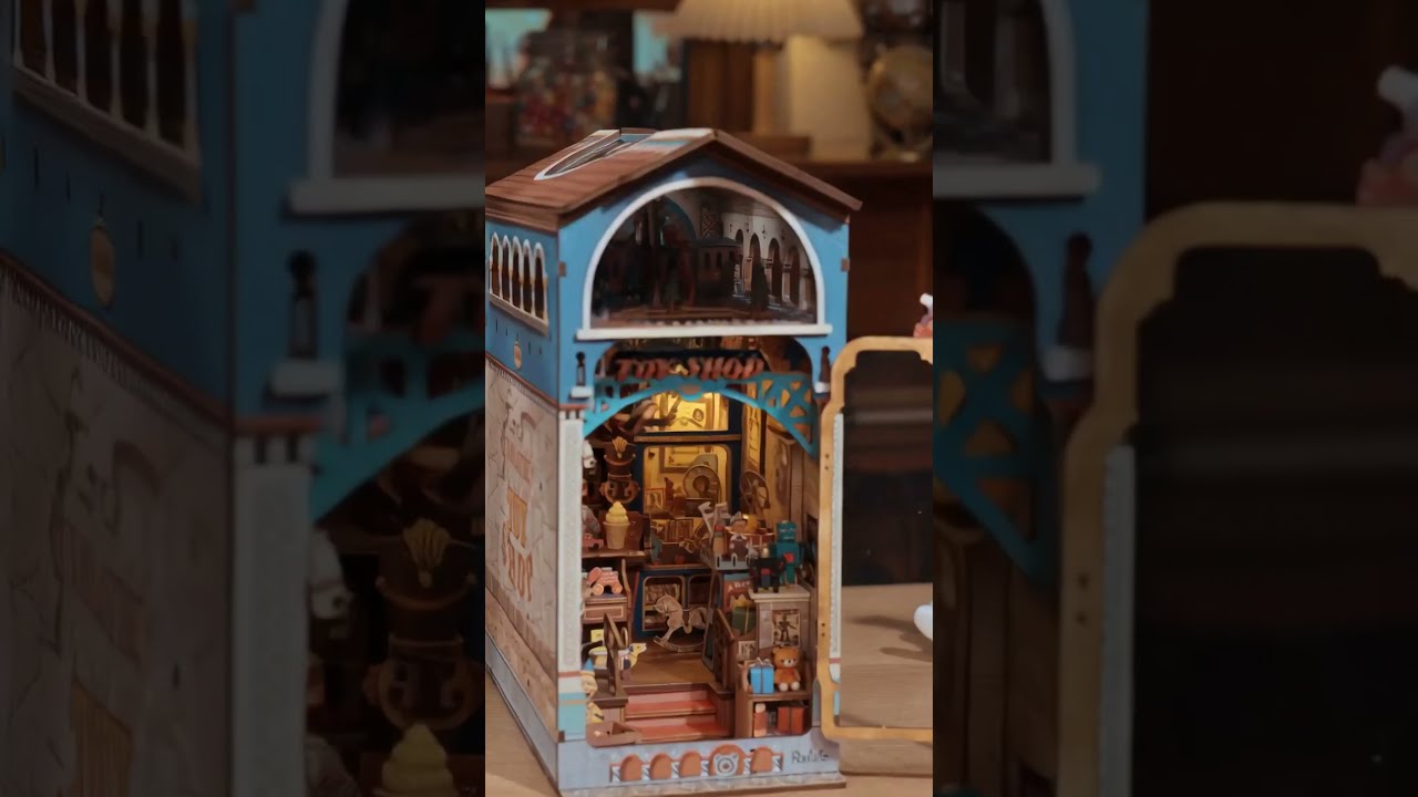 RoboTime 3D skladačka Zarážka na knihy Miniatúra domčeka Hračkárstvo plné pokladov