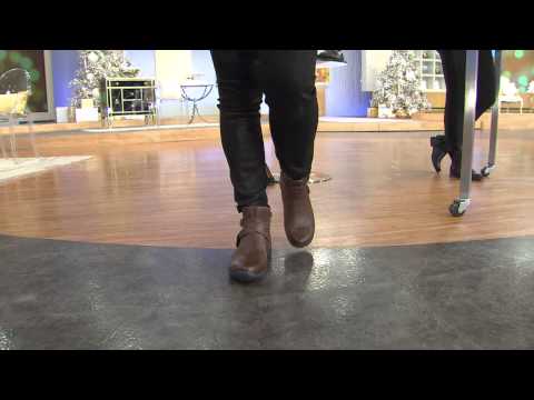 Earth Leather Ankle Boots w/ Buckle Detail - Ironwood with Sandra Bennett