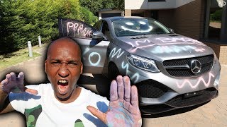 SPRAY PAINTED MY DADS CAR PRANK!! (Angry dad flips)