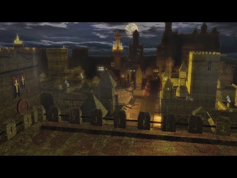 🎧 Medieval Castle & City at Night Rain & Thunderstorm Sound - Horse and Carriage,bells,