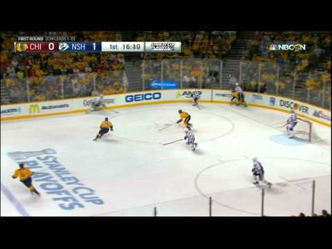 Colin Wilson wrist shot PPG 1-0 Chicago Blackhawks vs Nashville Predators April 17 2015 NHL