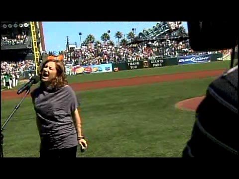 Dana Parish Sings National Anthem at Giants Game