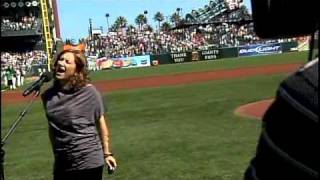 Dana Parish Sings National Anthem at Giants Game