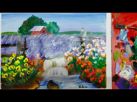 Wildflower painting/Beautiful landscape painting#youtube #youtubetrending