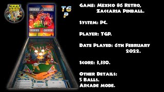Mexico 86 Retro - Zaccaria Pinball - Arcade mode, 5 balls - 3,330 points.