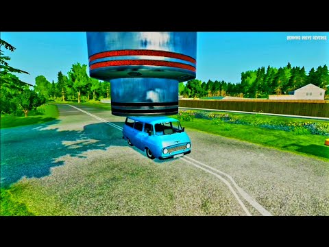 Cars vs Hydraulic Press Crashes Reverse - BeamNG Drive || Cars Crashes || Cars vs Vertical Bollards