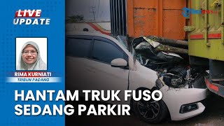 Penampakan Honda Mobilio Hantam Fuso yang Parkir di Jalan By Pass Padang, Kap Mobil Remuk