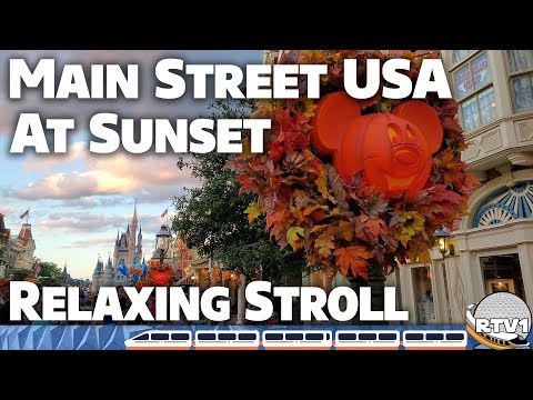Main Street USA at Sunset - Relaxing Stroll during Halloween - 4K 60fps - Walt Disney World 2019