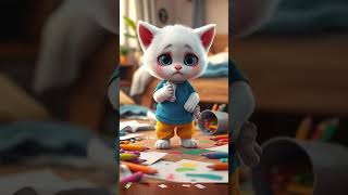 Mischievous Little Kitten Causes Big Mess with Painting! Mom Forbids Painting! 🏆🖌️#cat #funny #cut