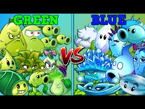 All Plants GREEN vs BLUE - Who Will Win? - PVZ 2 Team Plants Battlez
