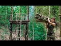 Make A Tree House With The Power Of A Girl Solo Bushcraft Spring 2022 Part 1
