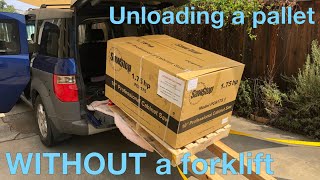 Unloading a pallet WITHOUT a forklift