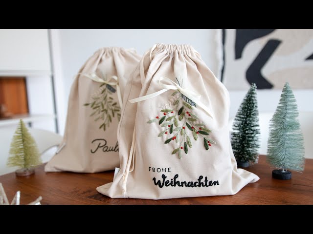 Mistelzweig Weihnachtssäckchen Stickanleitung